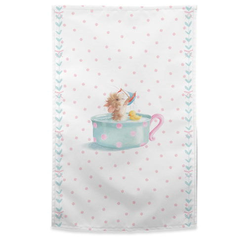 Tifft Mouse Pink Dots Tea Towel by Tina Macnaughton.